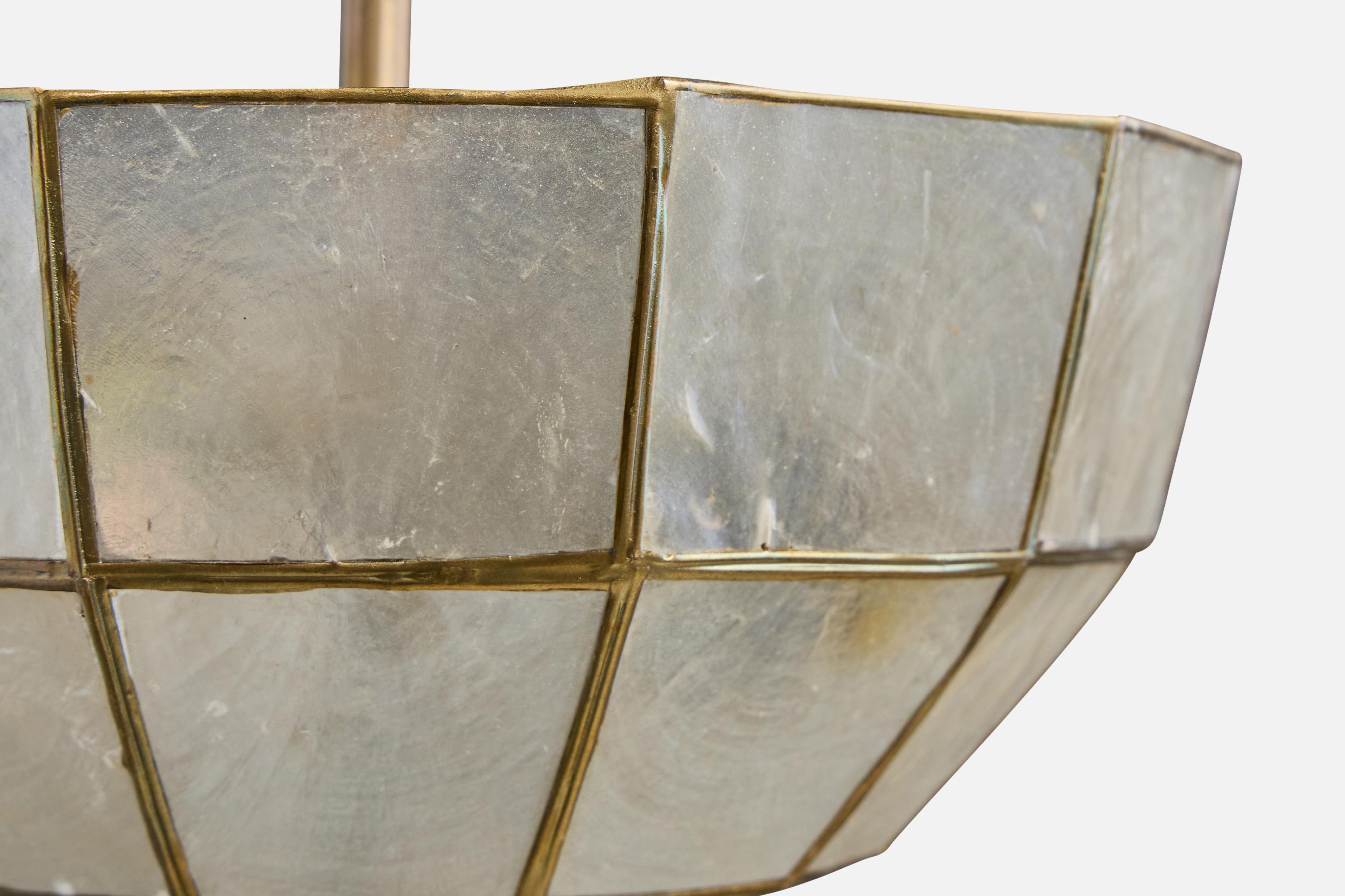 Laiton Ståks Armatur, lampes à suspension, laiton, acrylique, Suède, années 1970 en vente