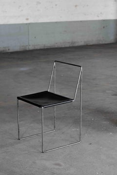 Diseño único minimalista, silla de hierro negro, asiento de cuero de Lucas Tyra Morten