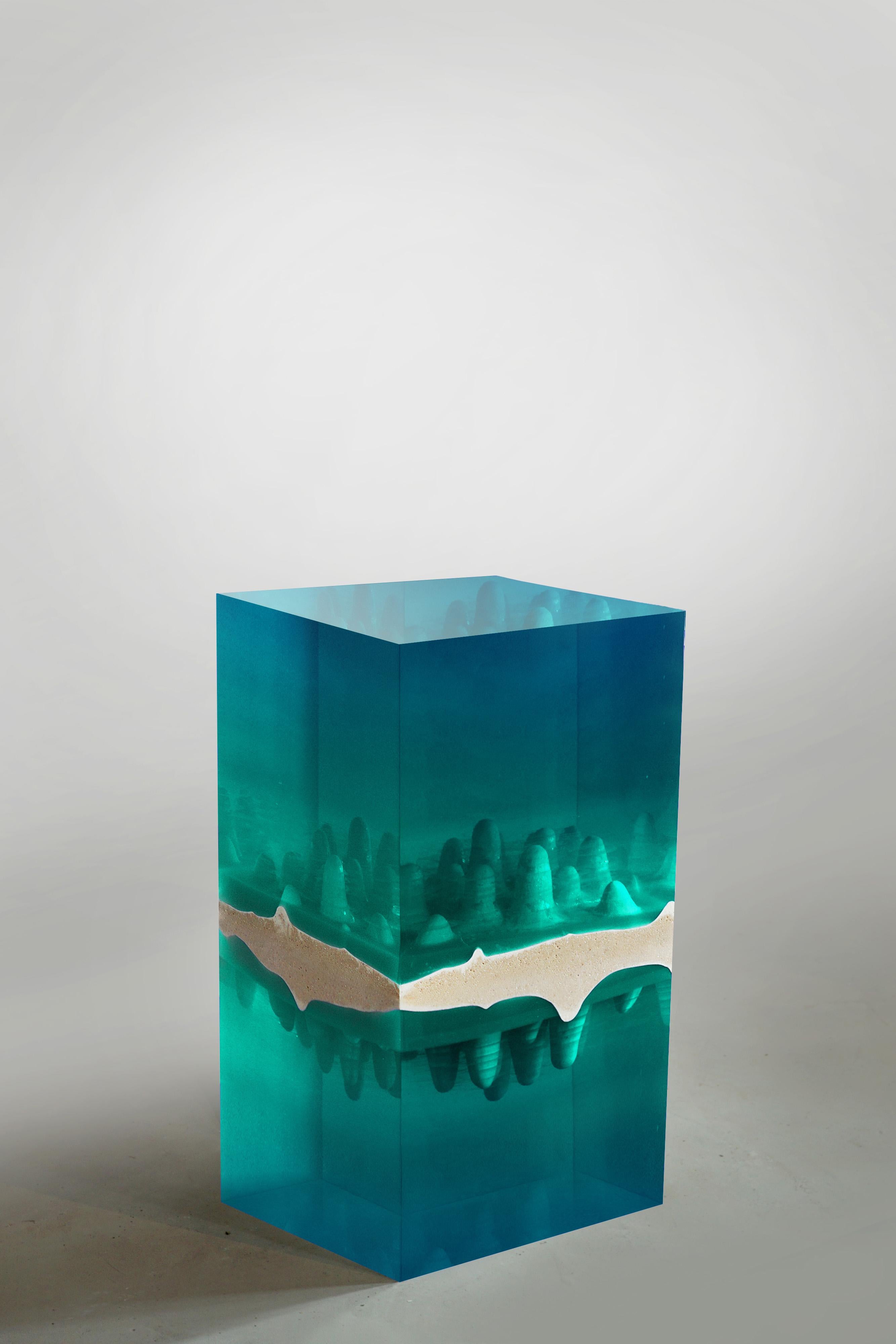 Balkan Resin Marble Contemporary Sculpture Art Side Table by Eduard Locota  For Sale