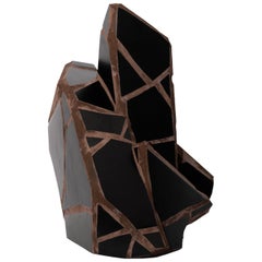 "Stalagmit 1" Vollschwarze Mosaikskulptur von Franck Scala, Frankreich, 2022