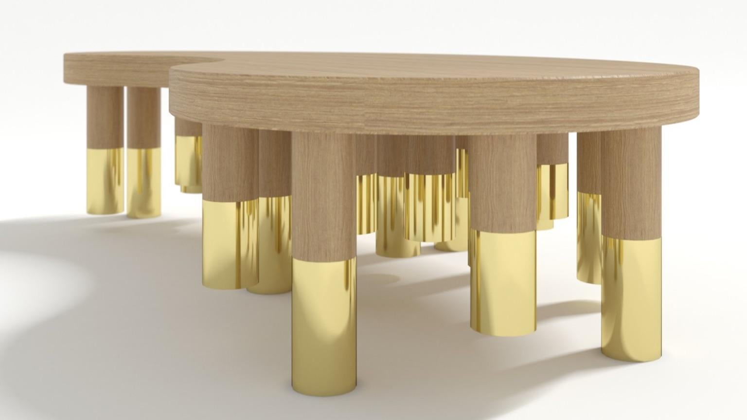 Stalattite model coffee table, bean-shaped top in cedar from Lebanon and 25 legs made up of unequal height stems in polished brass and cedar wood, designed by Studio Superego for Superego Editions.

Biography:
Superego editions was born in 2006,