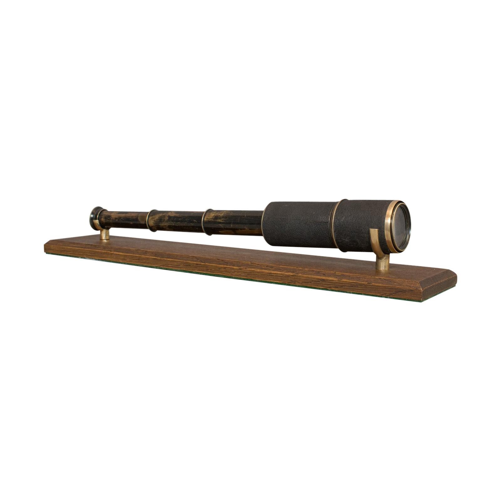 Stalking Telescope, English, Leather, Brass, Pocket, 3 Draw, Early 20th Century