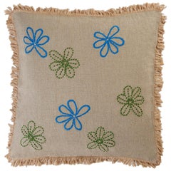 Stall BG Less Hand Embroidered Beige Linen Pillow Cover