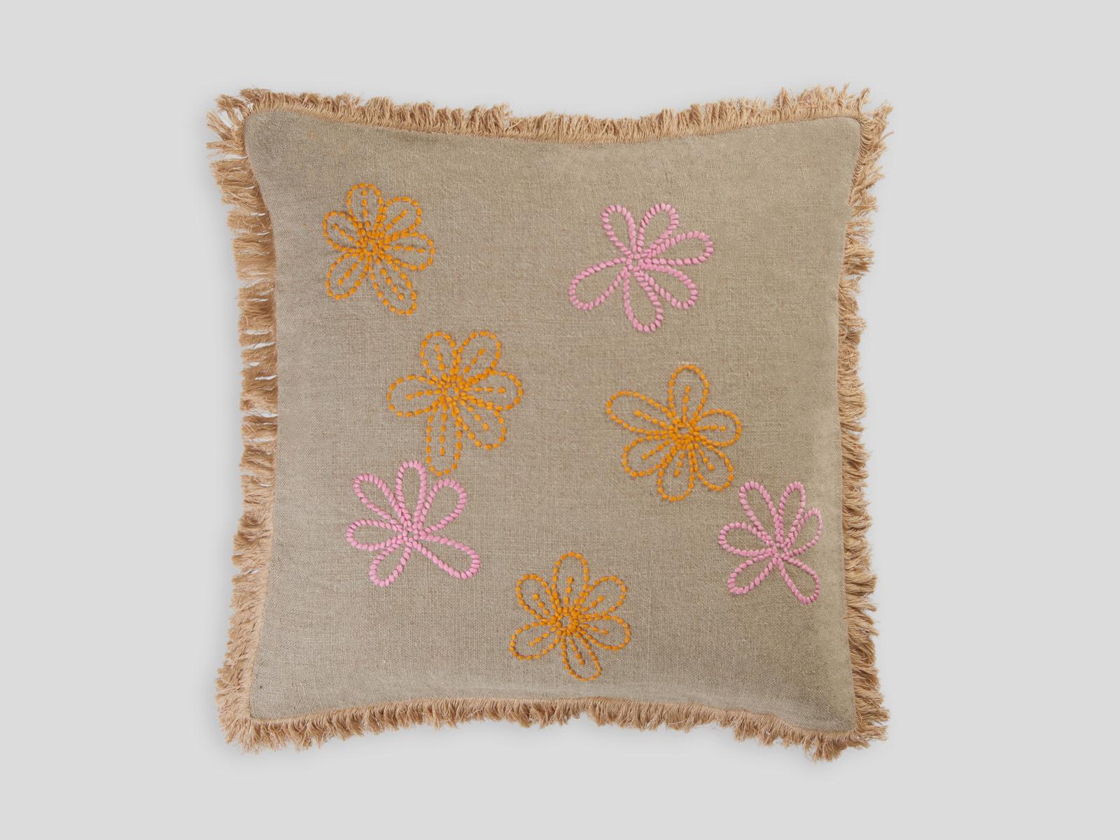 Dutch Stall, Hand Embroidered Floral Cushion by Jupe by Jackie For Sale