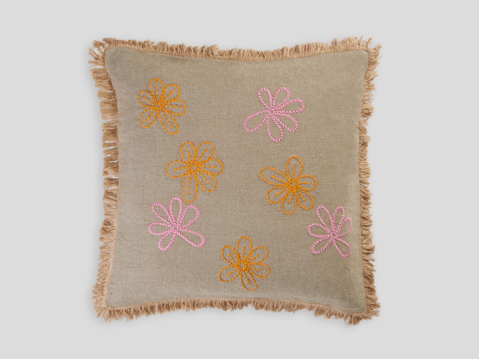 Dutch Stall, Hand Embroidered Floral Cushion by Jupe by Jackie For Sale
