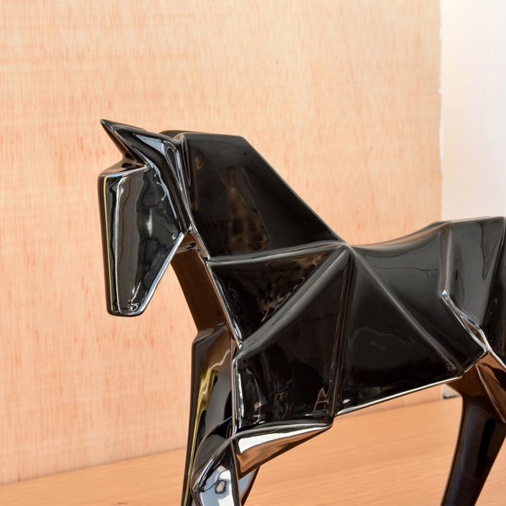 Hand-Crafted Stallion Black Set of 2 Sculpture For Sale