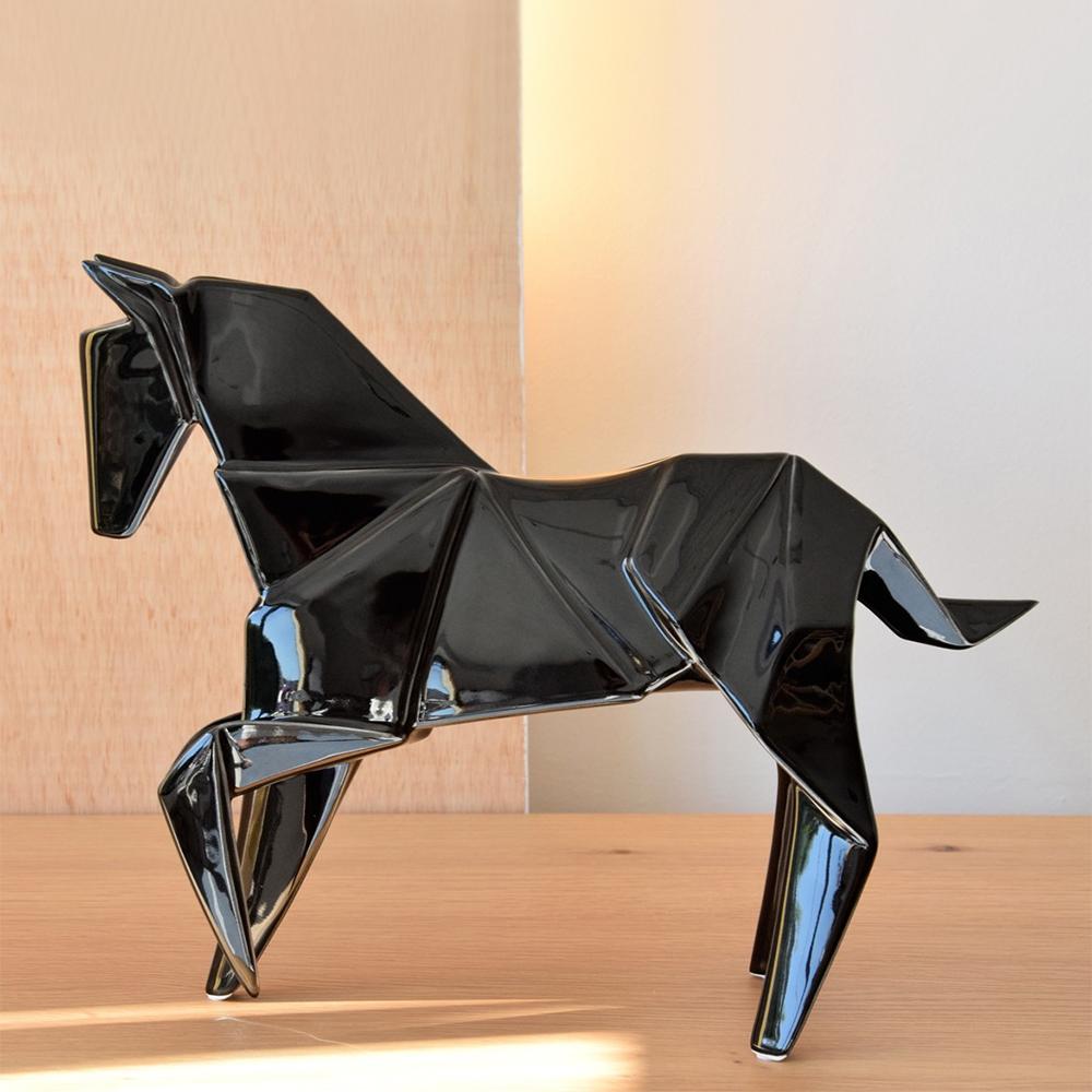 Contemporary Stallion Black Set of 2 Sculpture For Sale