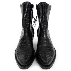 STALLION black ZORRO CROCODILE WESTERN Ankle Boots Shoes 39