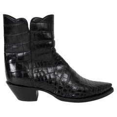 STALLION black ZORRO CROCODILE WESTERN Ankle Boots Shoes 39