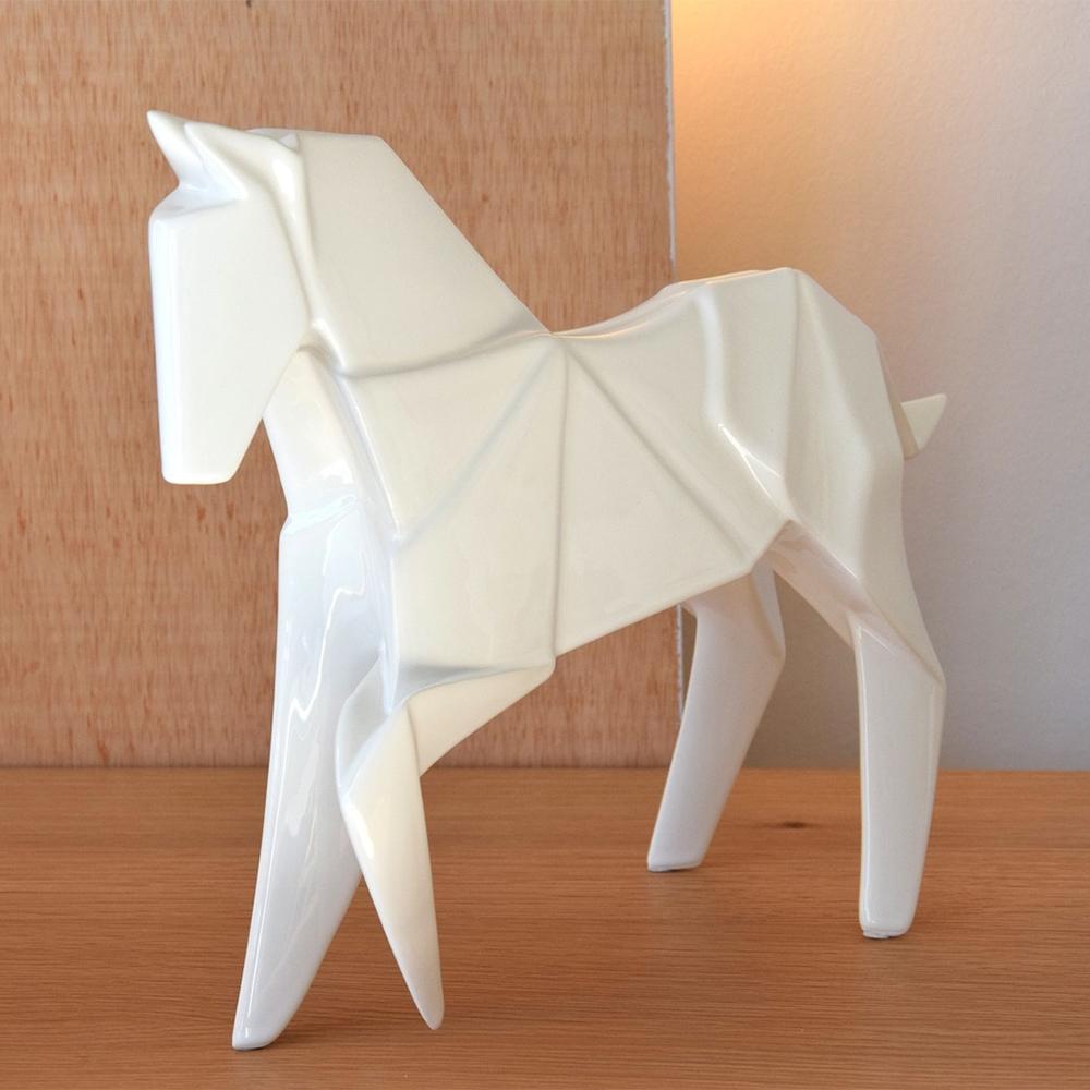 Contemporary Stallion White Set of 2 Sculpture For Sale