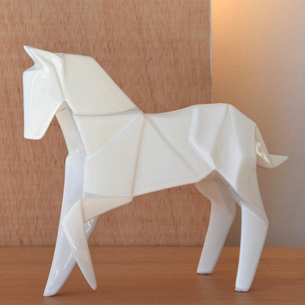 Ceramic Stallion White Set of 2 Sculpture For Sale