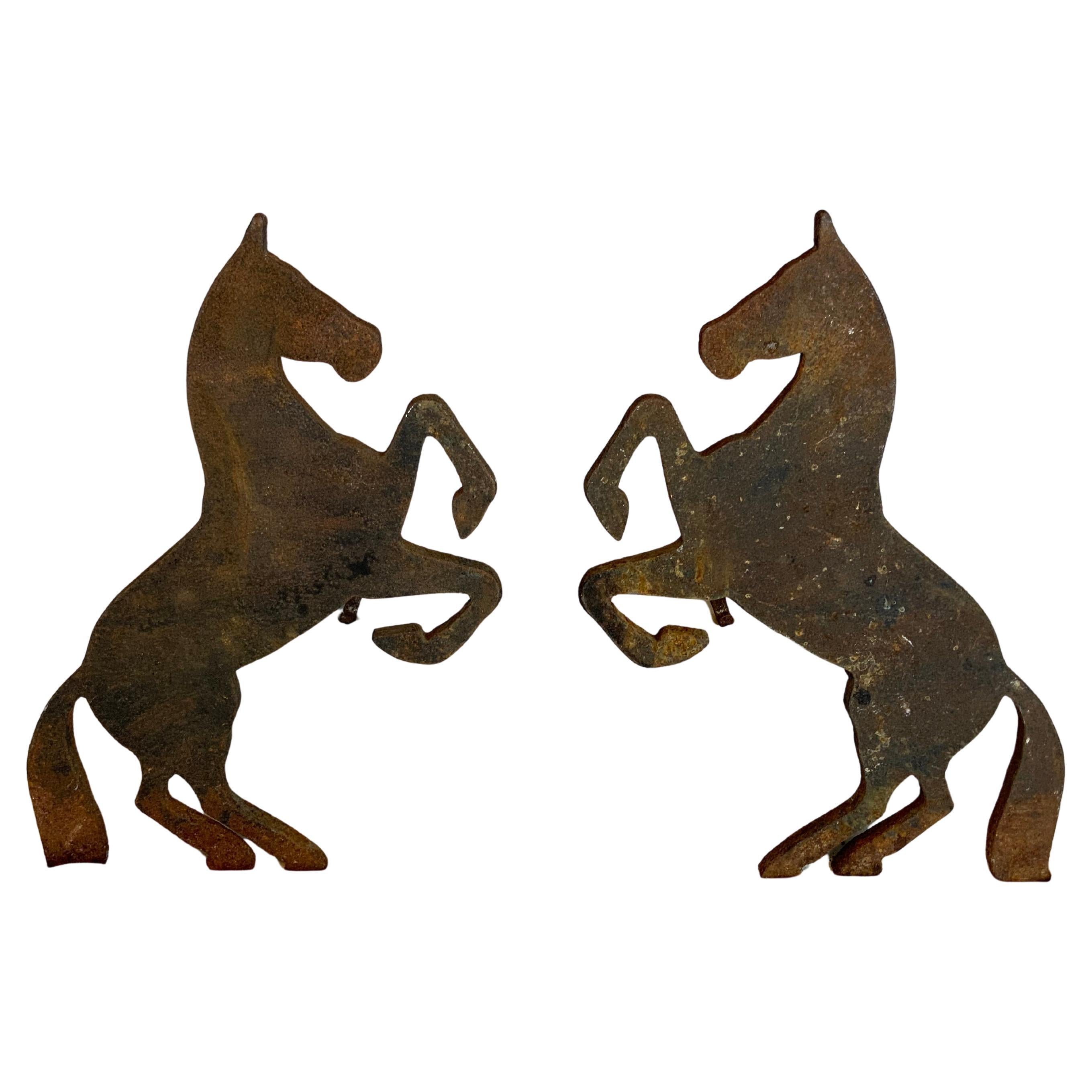 Fer à cheval Andirons en vente