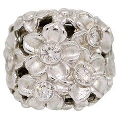 Stambolian 0.60 Carat Natural Round Cut Diamond Flower Ring 18 Karat In Stock