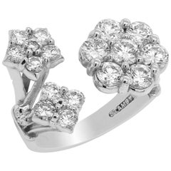 Stambolian 18 Karat White Gold Diamond Cluster Floral Design Ring