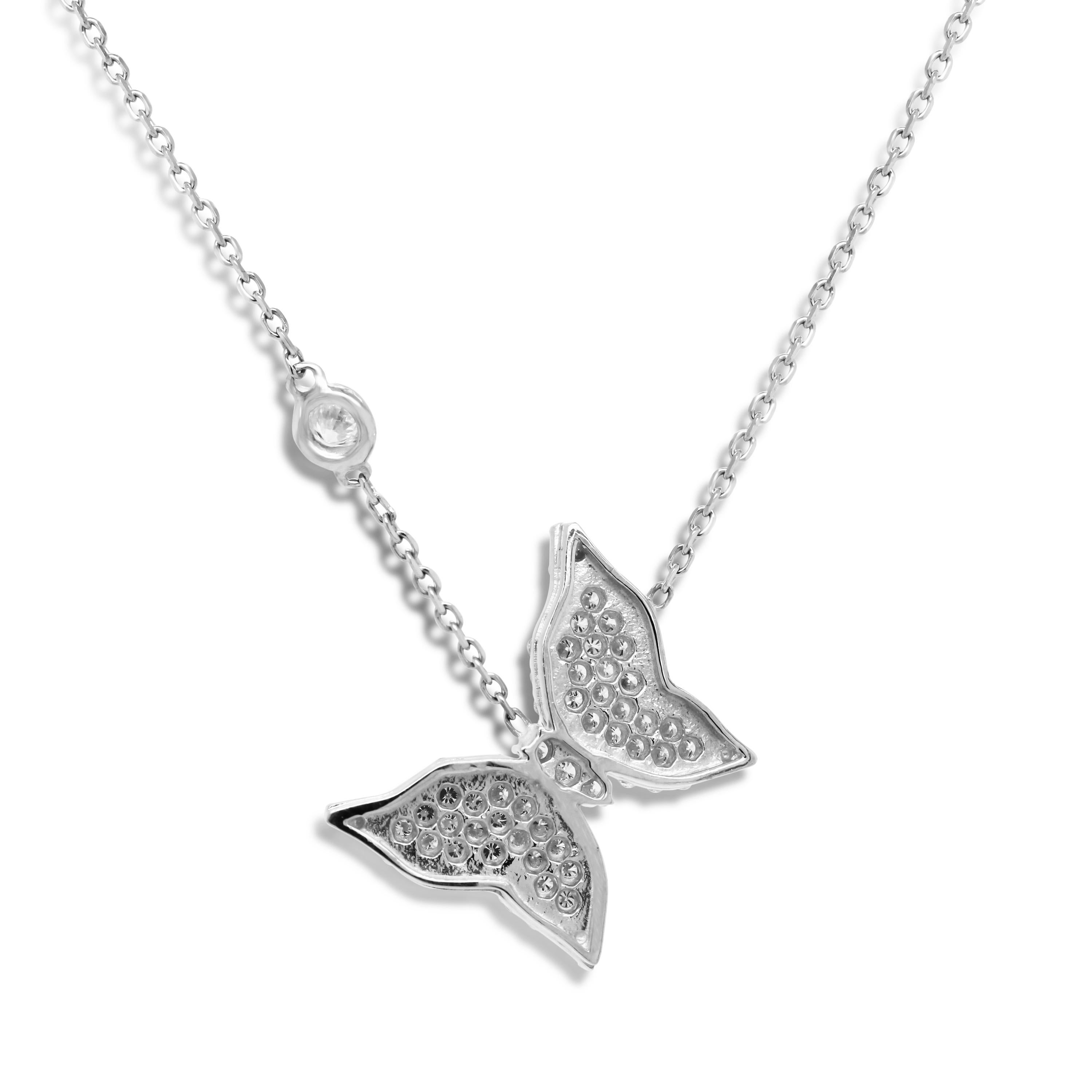 Stambolian 18 Karat White Gold Diamond Small Butterfly Pendant Necklace

The 2021 Spring Butterfly by Stambolian, this is the smaller version hand made in solid 18k white gold. Diamonds are pavé set on the butterfly and the chain also has one