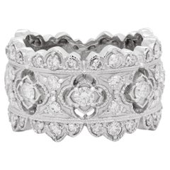 Stambolian 18 Karat White Gold Diamond Wide Band Passion Collection Ring