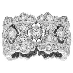 Stambolian 18 Karat White Gold Diamond Wide Band Ring