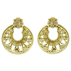 Stambolian 18 Karat Yellow Gold Diamond Doorknob Earrings