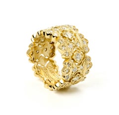 Stambolian 18 Karat Yellow Gold Diamond Wide Band Passion Collection Ring