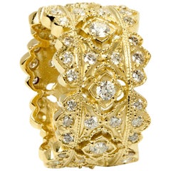 Anello Stambolian in oro giallo 18 carati con diamante a fascia larga Collezione Passion