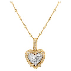 Stambolian 18 Karat Yellow White Gold Diamond Heart Enhancer Pendant Necklace