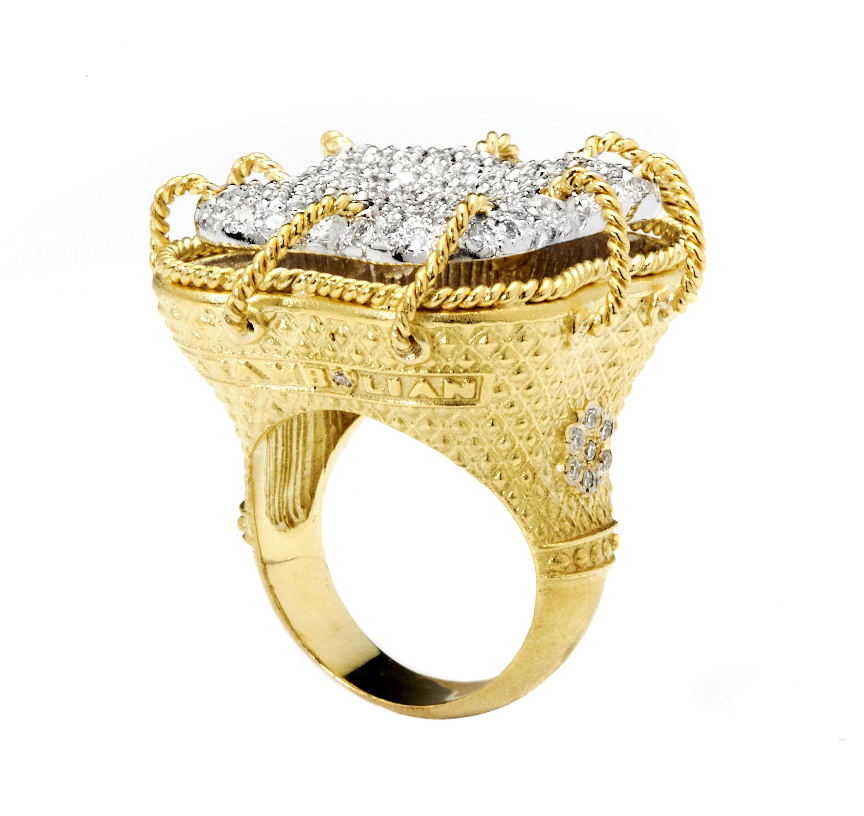 Stambolian 18 Karat Yellow White Gold Pavé Set Diamonds Large Dome Cocktail Ring

This ring is from the Stambolian 
