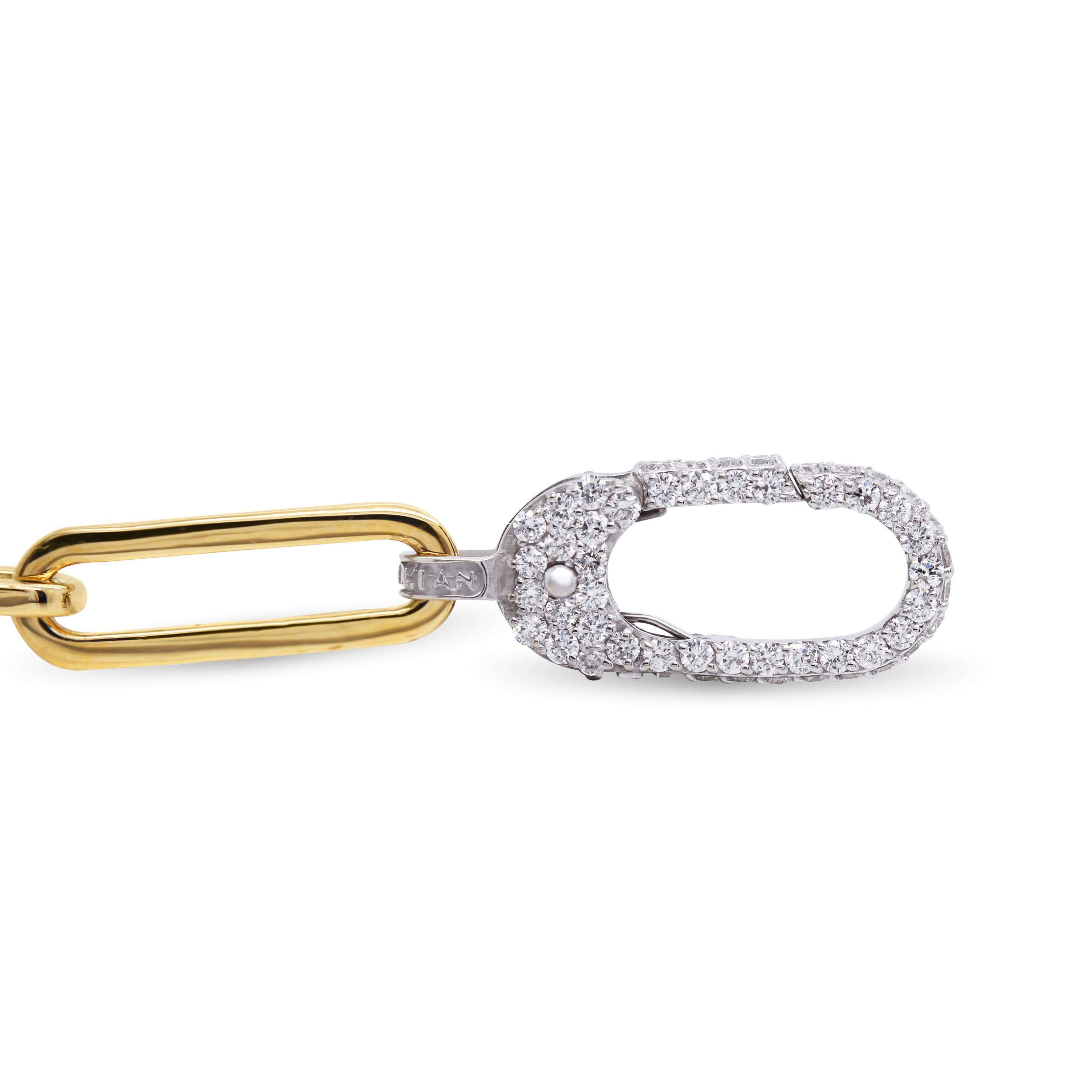 Stambolian 18 Karat Gelb Weiß Zwei-Ton-Gold Diamant Papier Clip Link Armband (Moderne) im Angebot