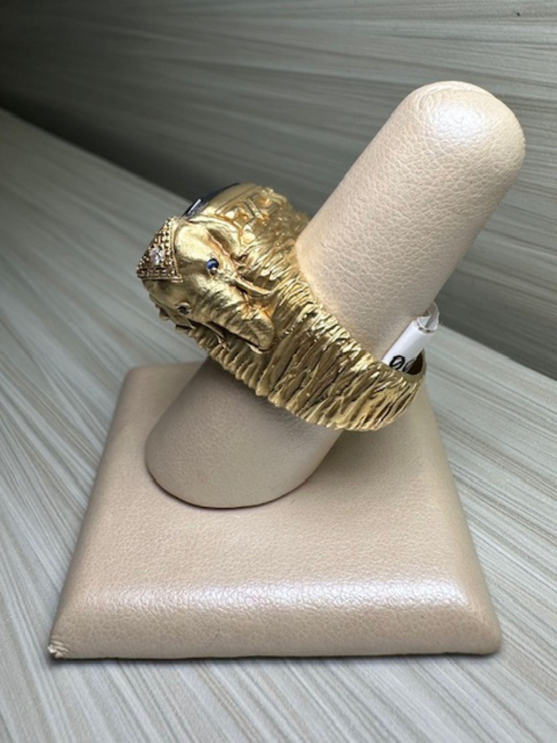 Stambolian - Anello di tanzanite da 18,17 carati con diamanti da 0,43 carati e accenti di elefante in vendita 4