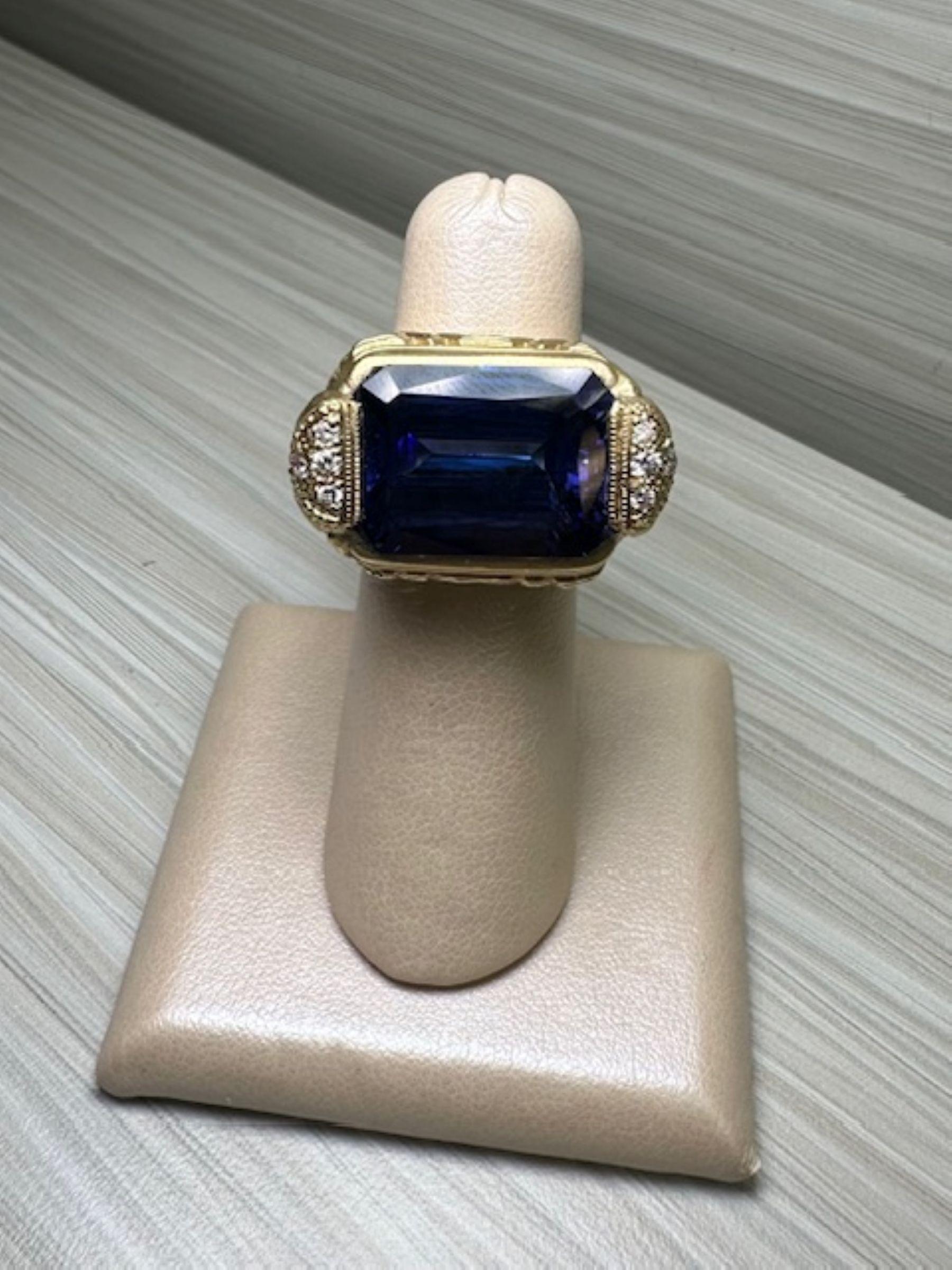 Stambolian - Anello di tanzanite da 18,17 carati con diamanti da 0,43 carati e accenti di elefante in vendita 5