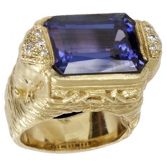 STAMBOLIAN – 18.17ct Tanzanite Ring with 0.43ct Diamonds & Elephant Accent