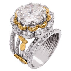 Stambolian 18K Gold 5.97 Carat Round Diamond Yellow Diamonds Four Band Ring