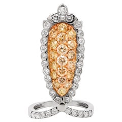 Stambolian 18K Gold Canary Yellow and White Diamonds Pear Shape Cocktail Ring