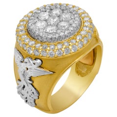 Stambolian 18K Gold Diamond Phoenix Bird Never Give Up Mens Ring