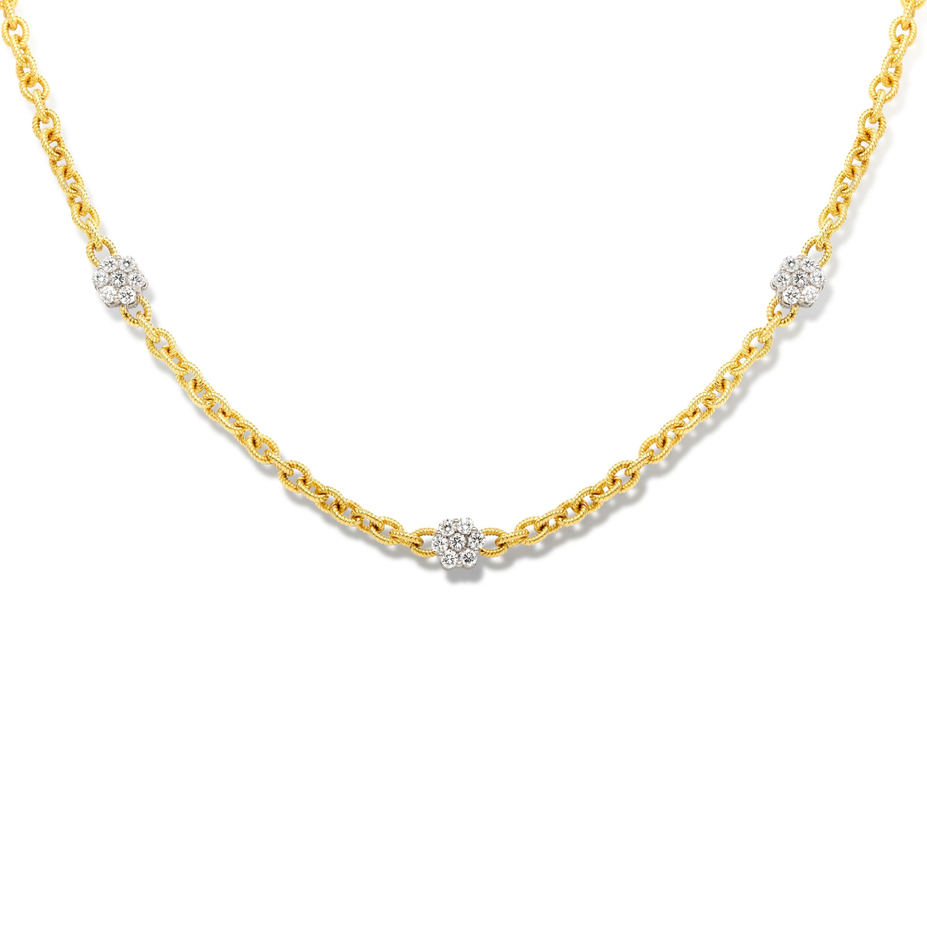 Stambolian 18K Gold Double Sided Diamond Cluster Handmade Long Chain Necklace

This gorgeous piece features a handmade chain in solid 18k gold with nine, double-sided, diamond clusters.

Apprx. 5.02 carat G color, VS clarity diamonds total