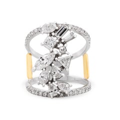Stambolian 18K Gold Fancy Shape Pear Marquise Trillion Baguette Diamonds Ring