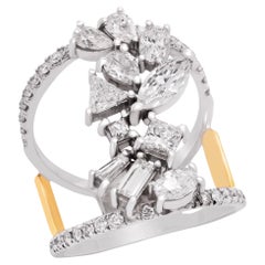 Stambolian 18K Gold Fancy Form Birne Marquise Trillion Baguette Diamanten Ring