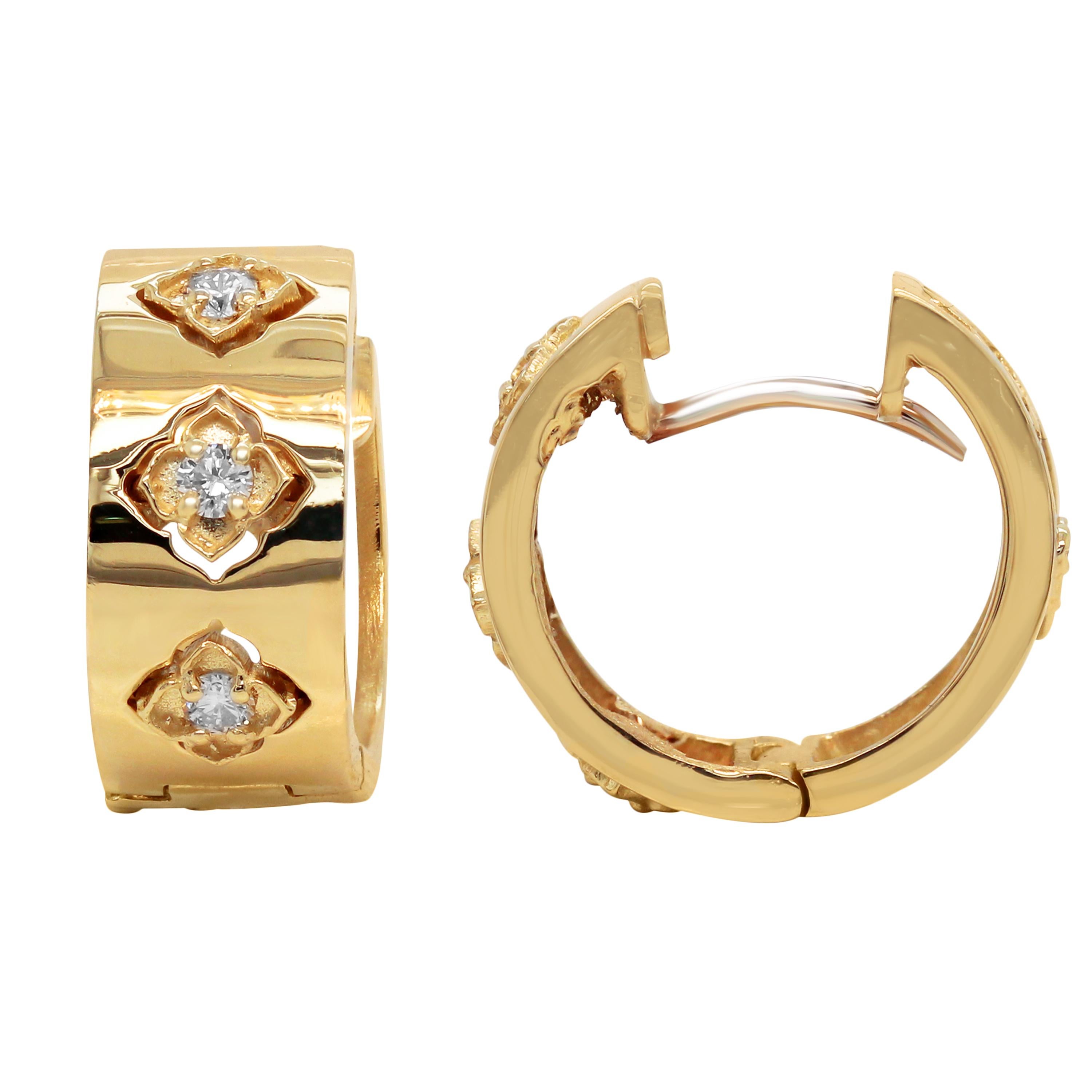Stambolian 18K High Polished Shiny Yellow White Gold Diamond Huggie Earrings

From the 2021 collection, this pair of Stambolian huggie earrings have a shiny, high-polished finish with three diamond clusters set in the center.

The floral cluster