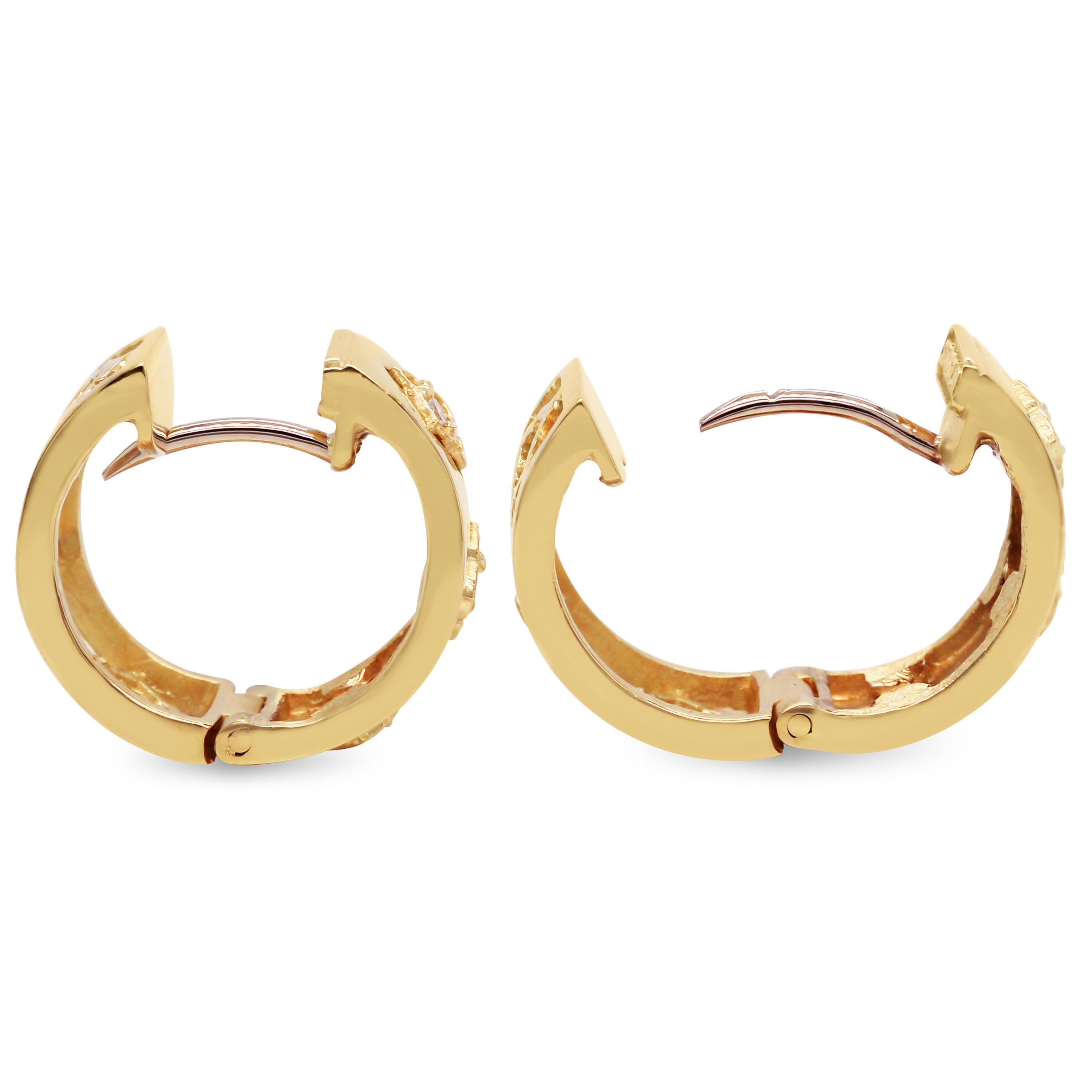 Contemporary Stambolian 18k High Polished Shiny Yellow Gold Diamond Huggie Earrings