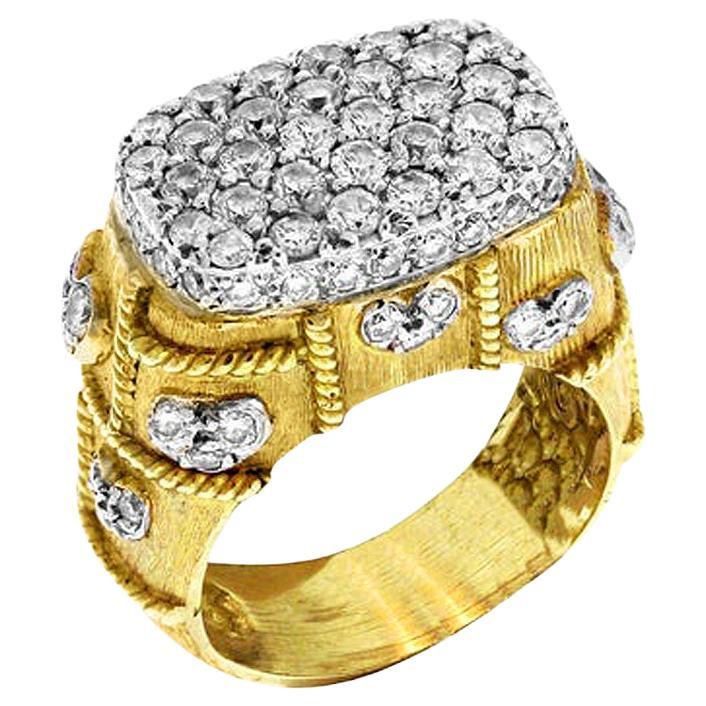 Stambolian 18K Two Tone Gold and Diamond Ring with Hearts For Sale