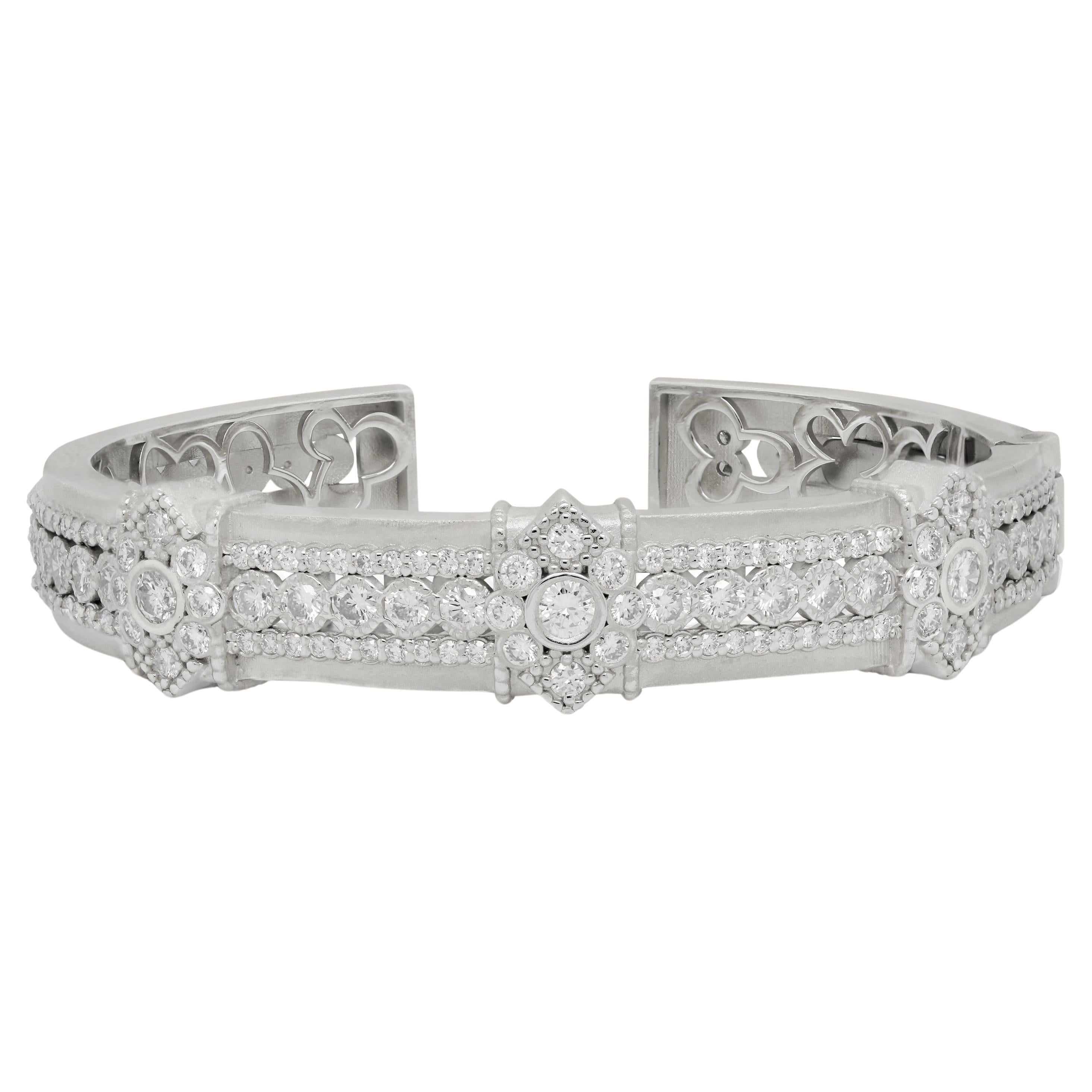 Stambolian 18K White Gold and Diamond Bangle Bracelet For Sale
