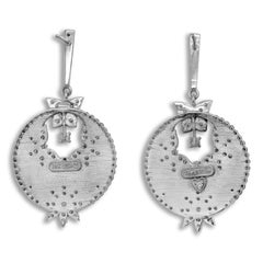 Stambolian 18K White Gold and Diamonds Cobalt Navy Blue Enamel Earrings