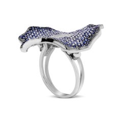 Stambolian 18K White Gold Shaded Dark to Light Blue Sapphire and Diamond Ring