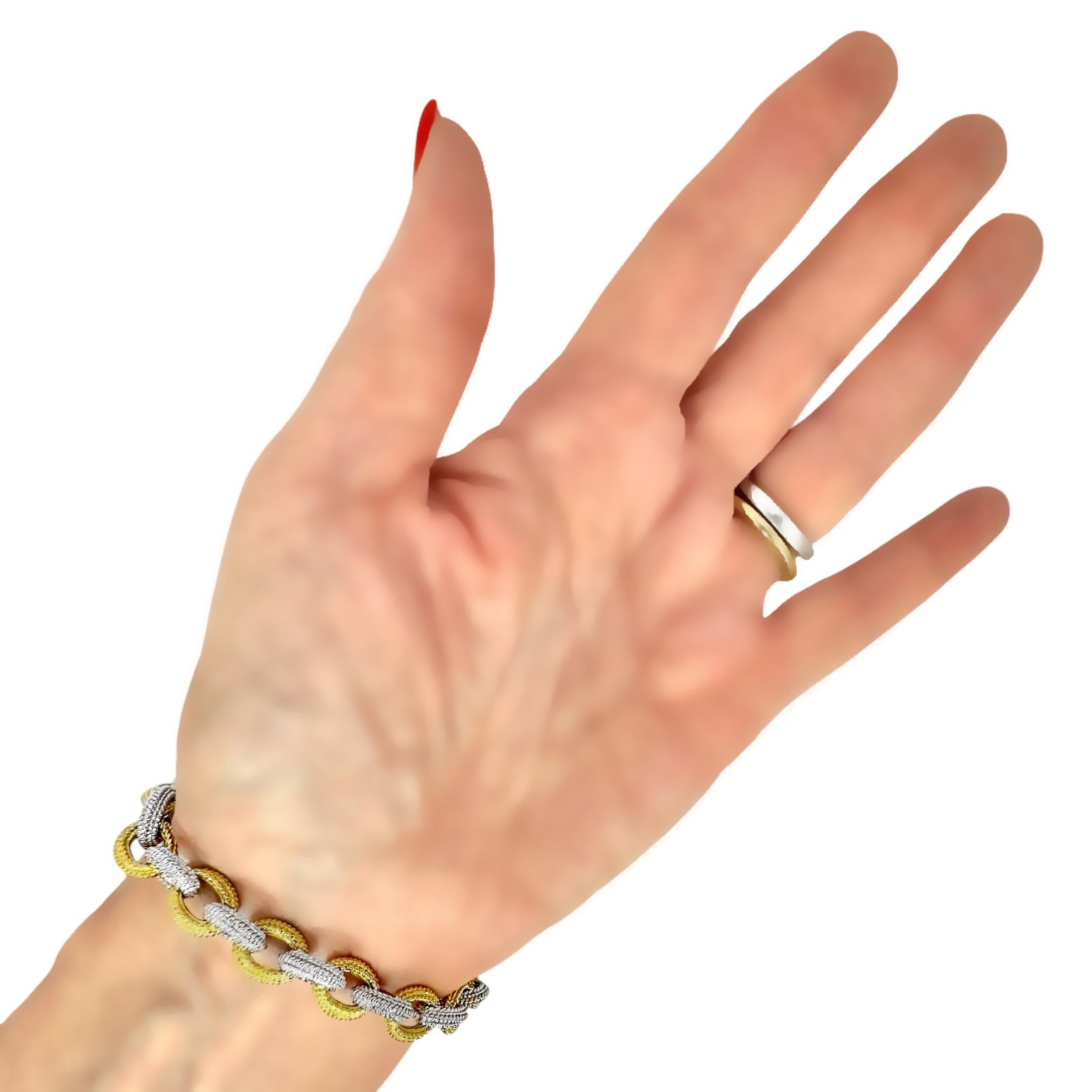 Stambolian 18K Yellow and White Gold Link Bracelet with Diamonds For Sale 4