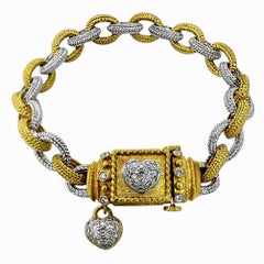Stambolian 18K Yellow and White Gold Link Bracelet with Diamonds