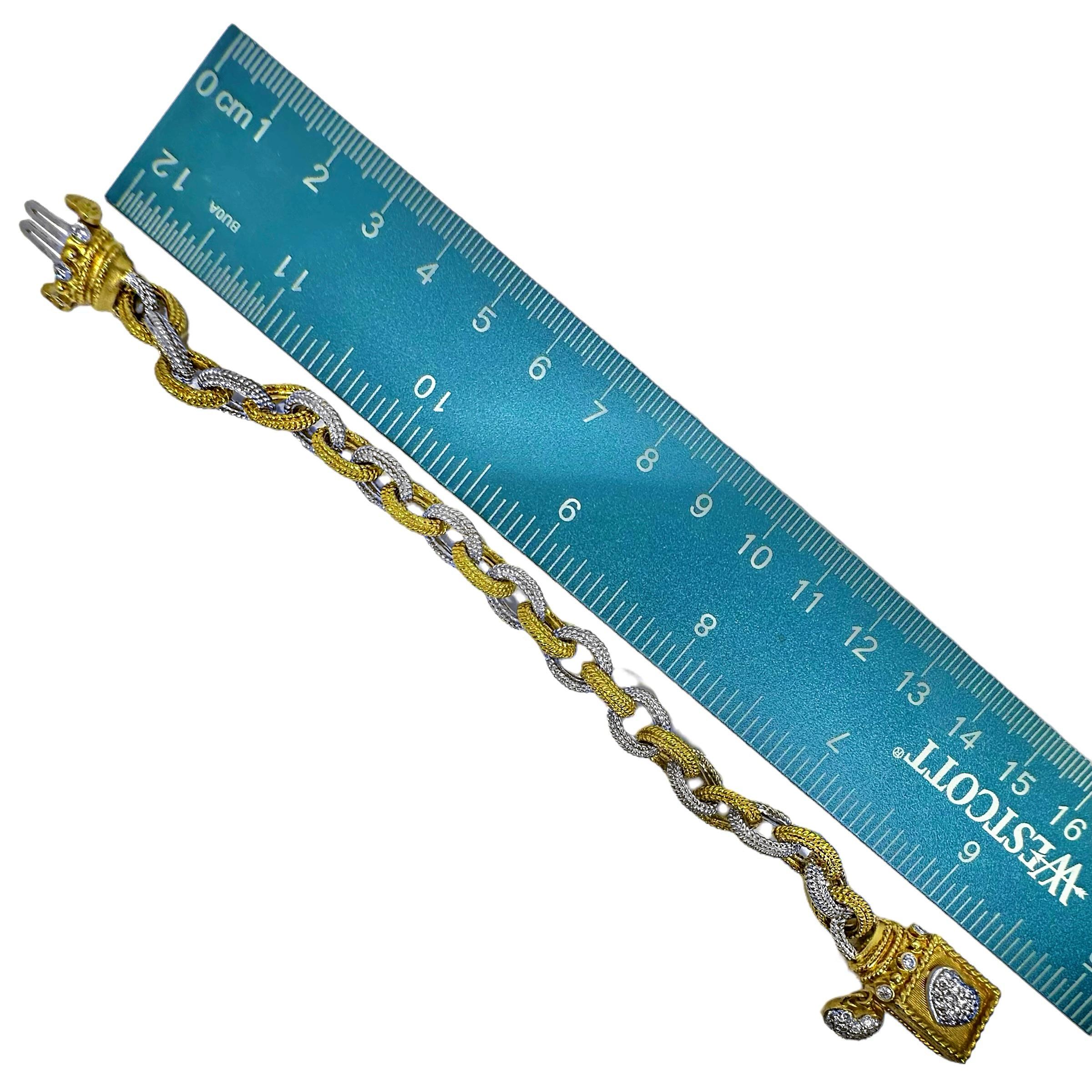 Women's Stambolian 18K Yellow and White Gold Link Bracelet with Diamonds For Sale