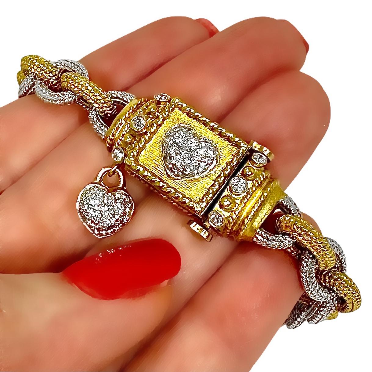 Stambolian 18K Yellow and White Gold Link Bracelet with Diamonds For Sale 1