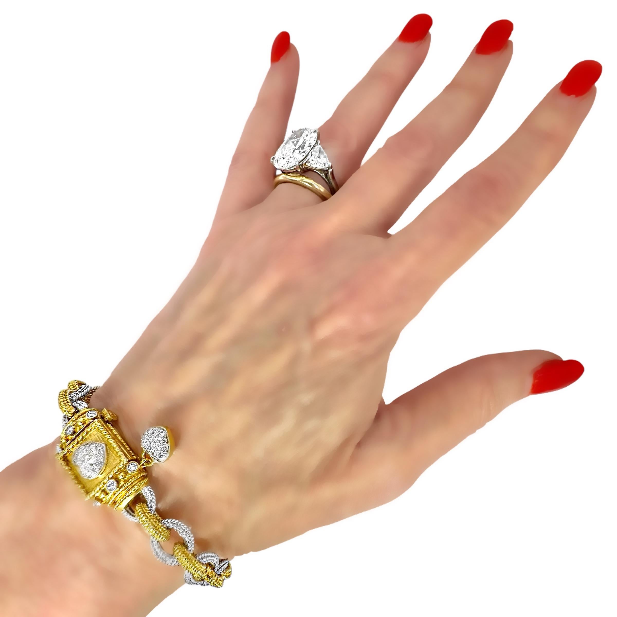 Stambolian 18K Yellow and White Gold Link Bracelet with Diamonds For Sale 3