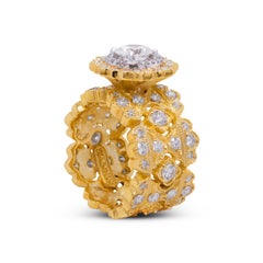 Stambolian 18k Yellow Gold 0.84 Carat Diamond Center Wide Band Cocktail Ring