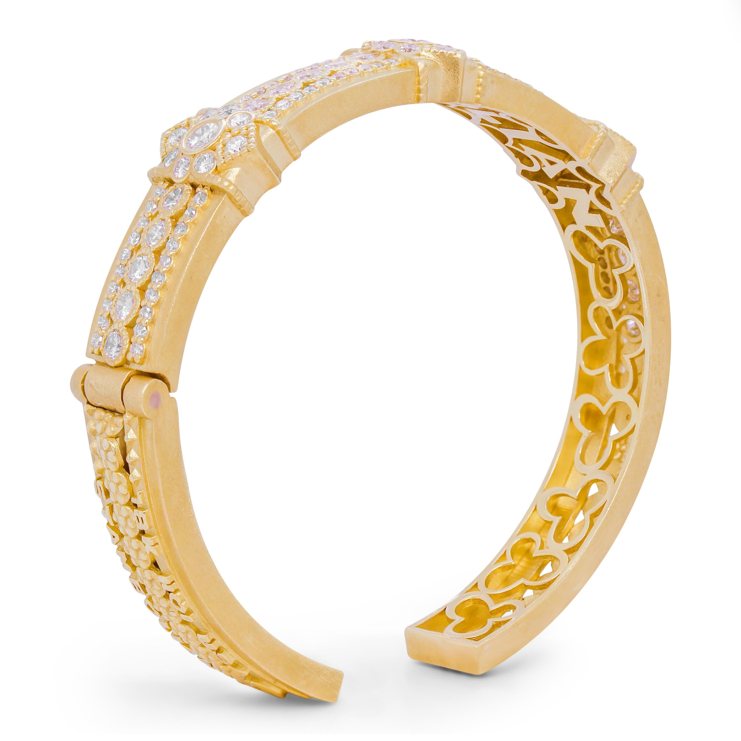 Women's Stambolian 18K Yellow Gold and Diamond Bangle Bracelet For Sale