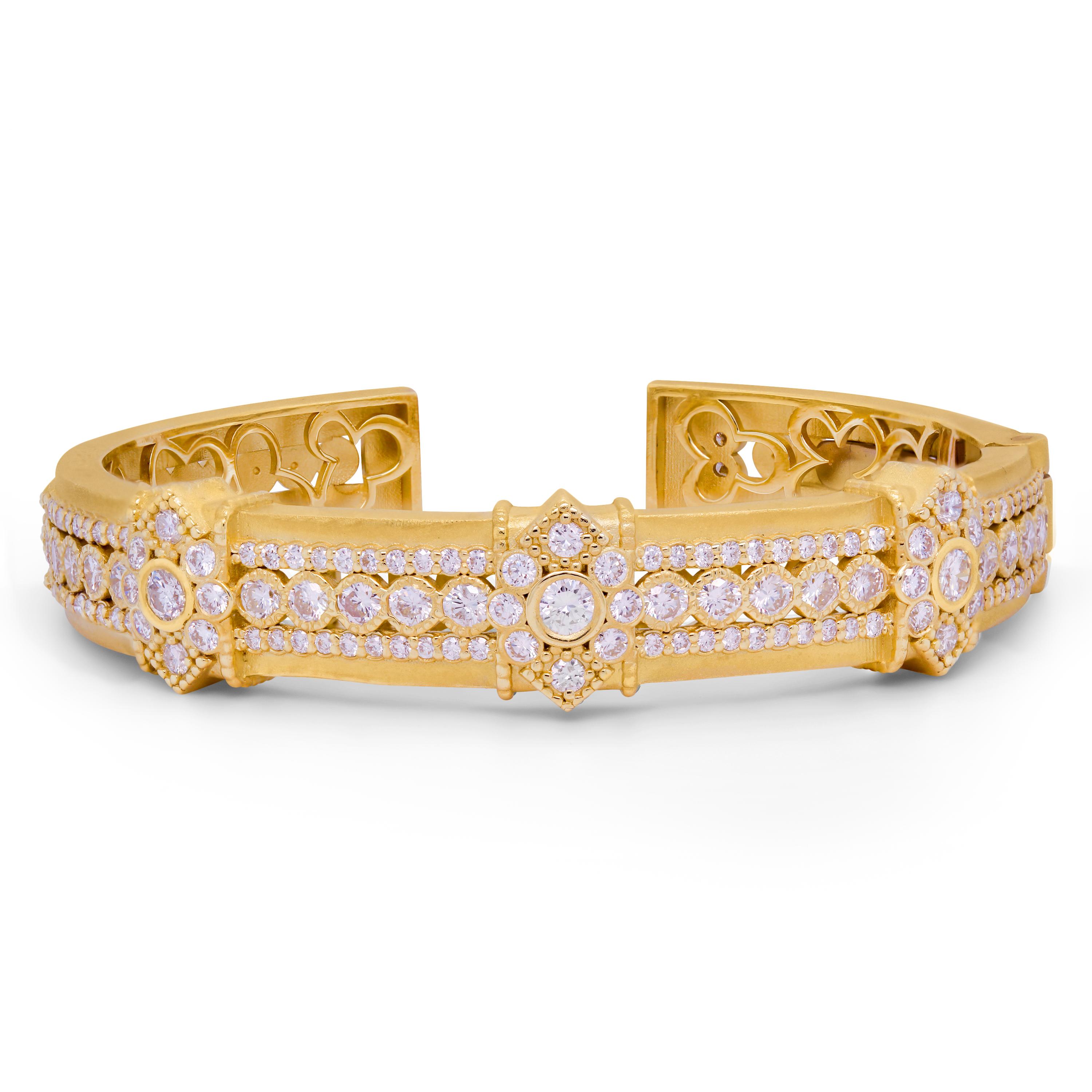Stambolian 18K Yellow Gold and Diamond Bangle Bracelet For Sale 2